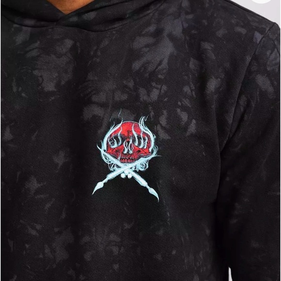 SULLEN Ghost Badge Hooded Sweatshirt Black Dark Grey Crystal Hoodie XL - Picture 5 of 9